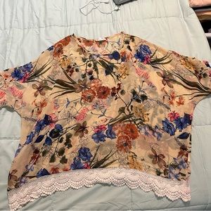 Grace & Lace Chiffon Lace Top One Size